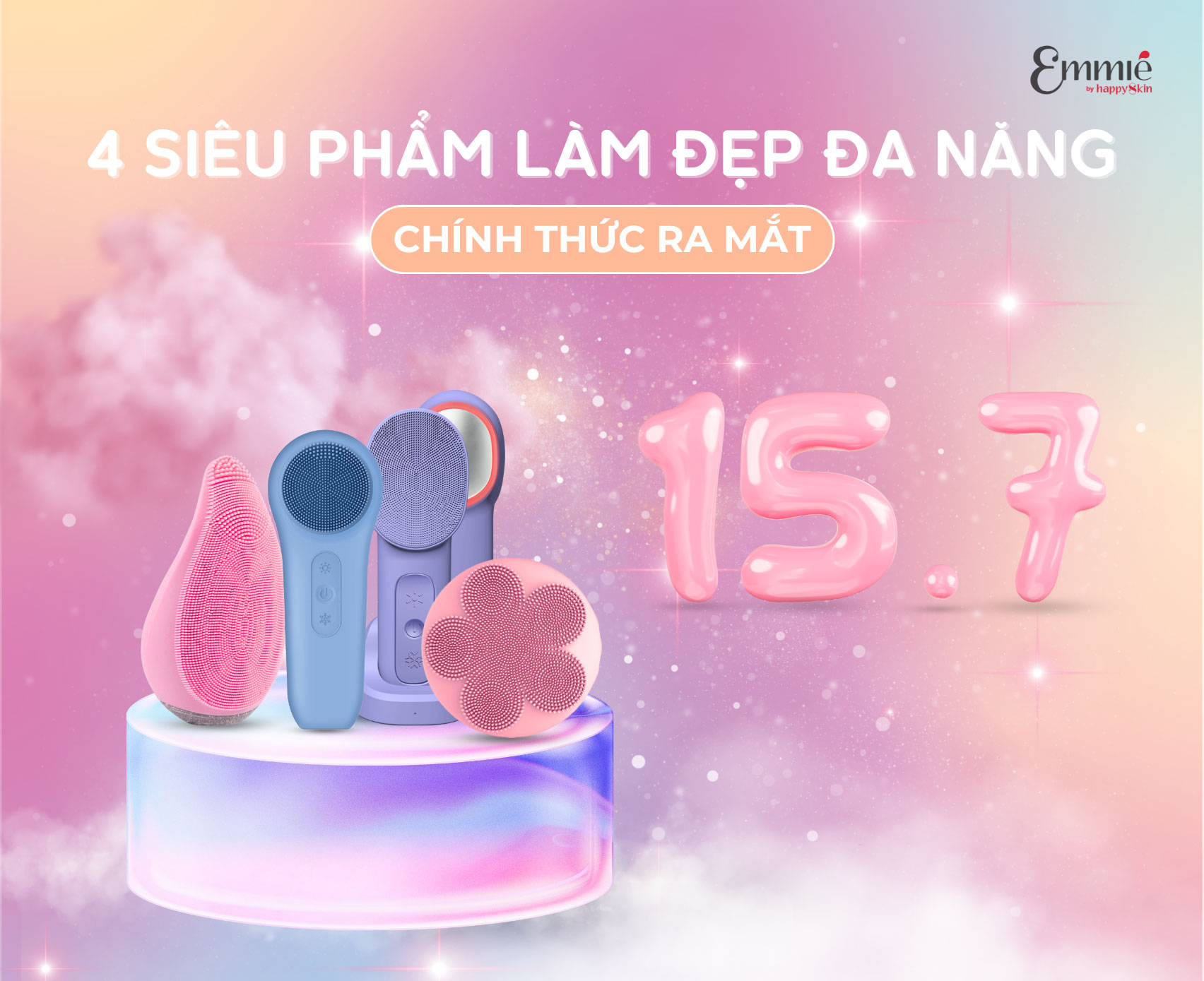 Chính Thức Ra Mắt - Bộ 4 Máy Làm Đẹp Da Đa Năng Emmié by Happyskin Beauty Machine