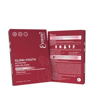 Glow + Youth Activating Semi Gel Mask - Mặt Nạ Căng Bóng, Mờ Nhăn Bakuchiol Emmié by Happyskin - 250g - Hộp 5 Miếng