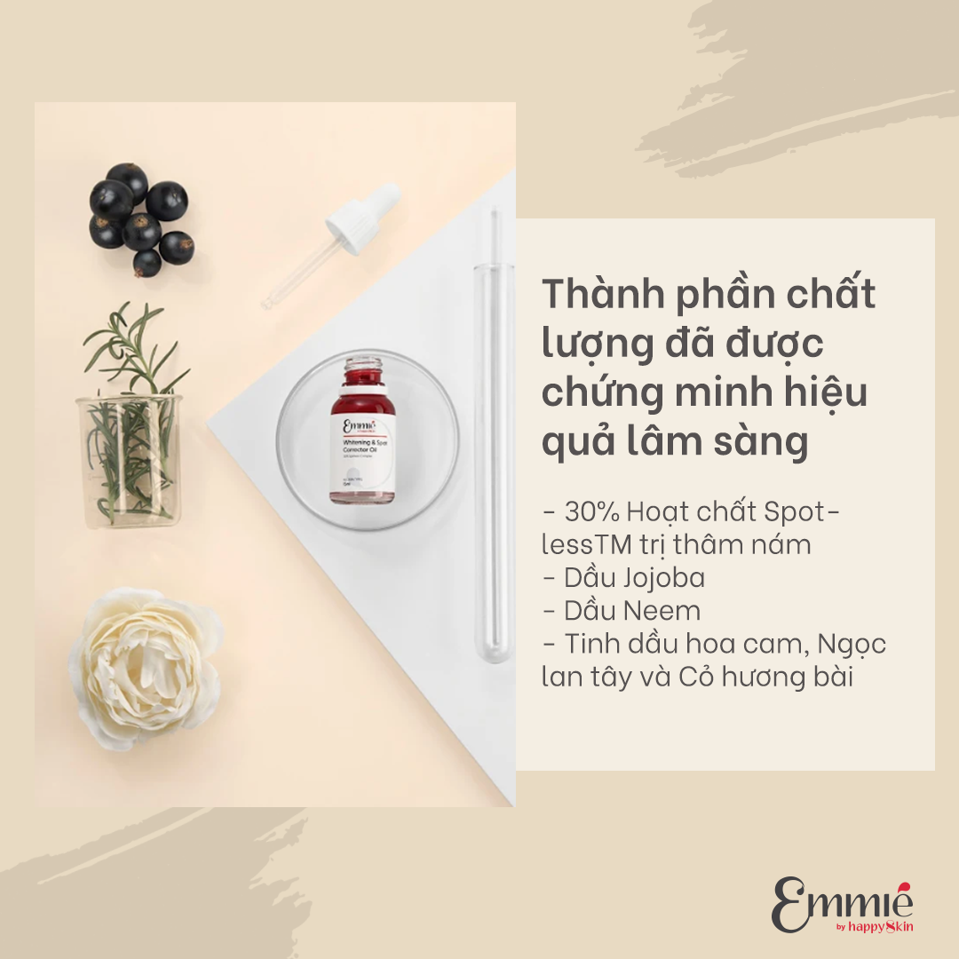 Review Dầu Dưỡng Trắng, Mờ Thâm Emmié Whitening & Spot Corrector Oil
