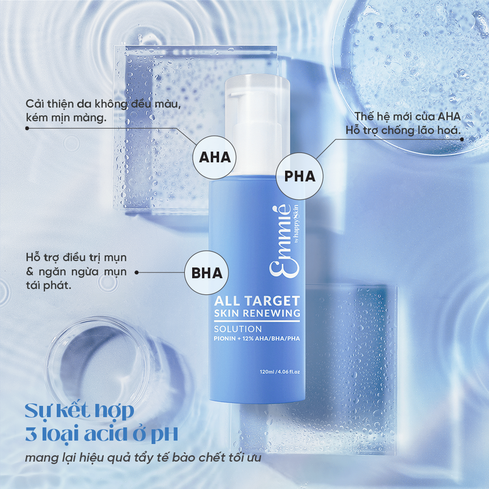 Emmié All Target Skin Renewing Solution Pionin + 12% AHA/BHA/PHA thành phần kháng khuẩn, giảm mụn hiệu quả